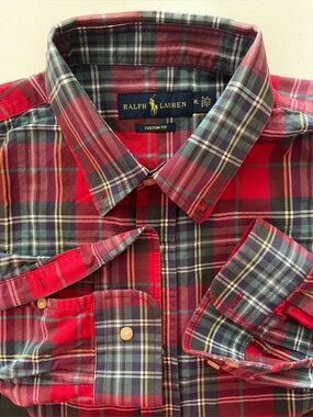 Ralph Lauren - all cotton plaid button up shirt Size XL